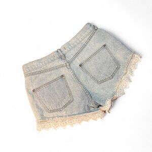 Free People blue lace denim shorts